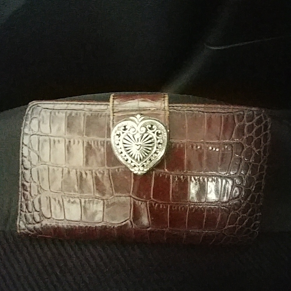 Brighton Ladies Check Book Croc Shell Wallet